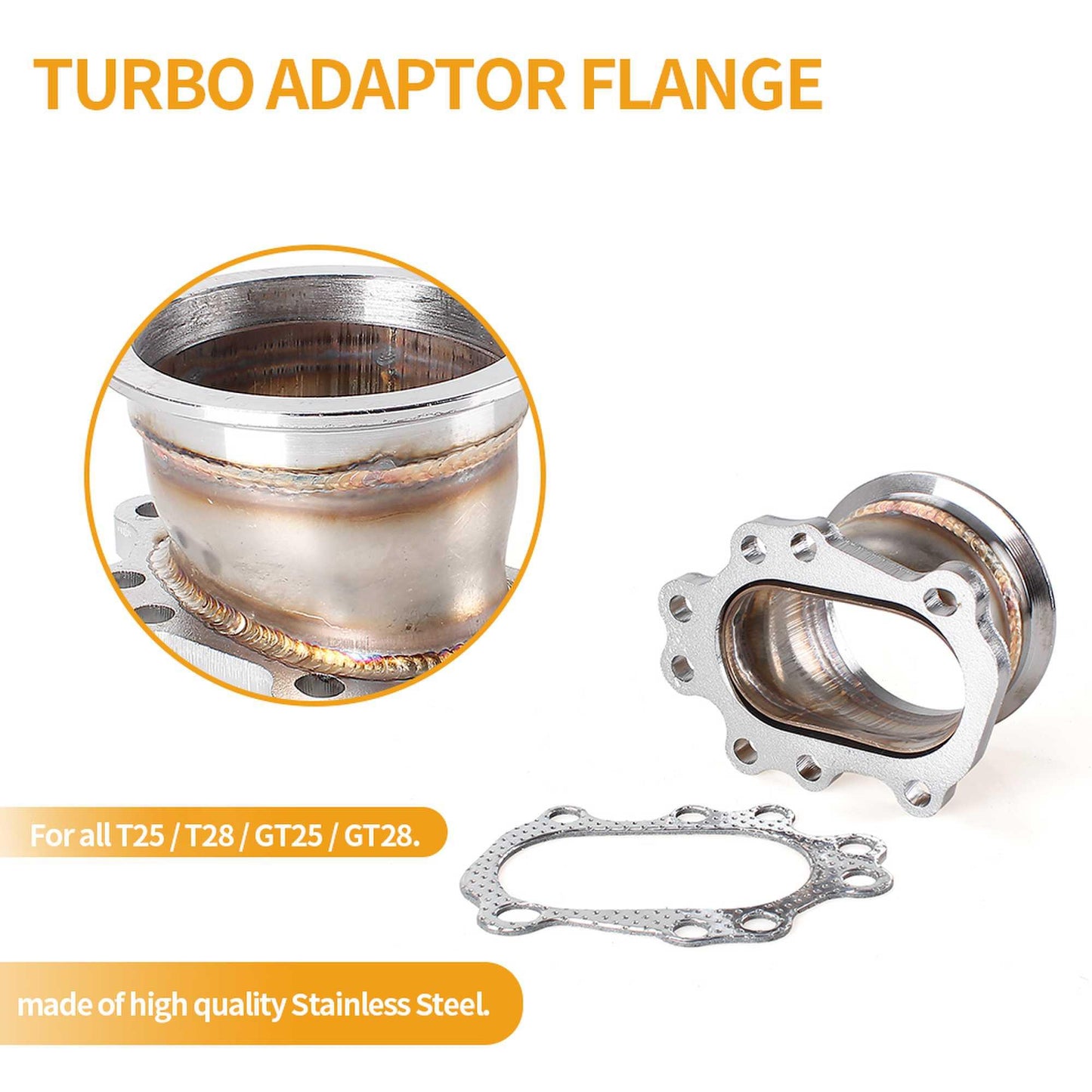 Turbo Adaptor Flange for T25 T28 Gt25 Gt28 8 Bolt 3 inch 76mm V Band Turbo Outlet Downpipe Flange