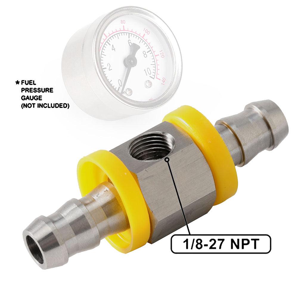 3/8Inch 1/2Inch Fuel Line Fuel Pressure Gauge Sensor T-Fitting Adapter