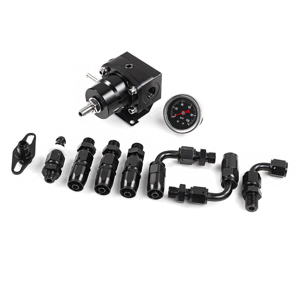 Universal 30-70psi Adjustable Fuel Valve Kit with Pressure Gauge and 6AN ORB Adapter