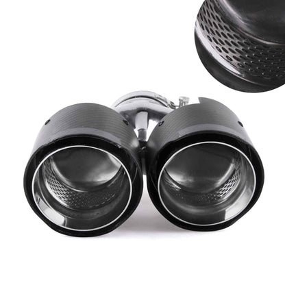 Universal Carbon Fiber Dual Exhaust Tip Double End Pipe Inlet 61mm Exhaust Tips for Volkswagen BMW Porsche