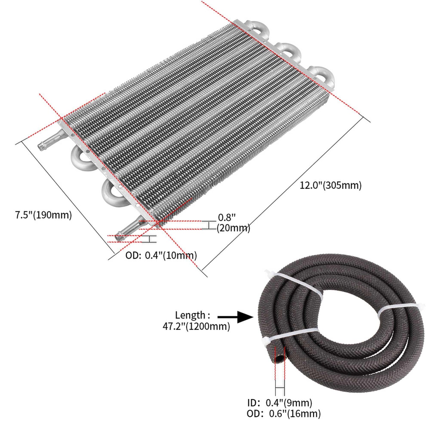 Universal Transmission Oil Cooler Kit 4/6/8 Pass Tube &  Fin Oil Cooler Kit