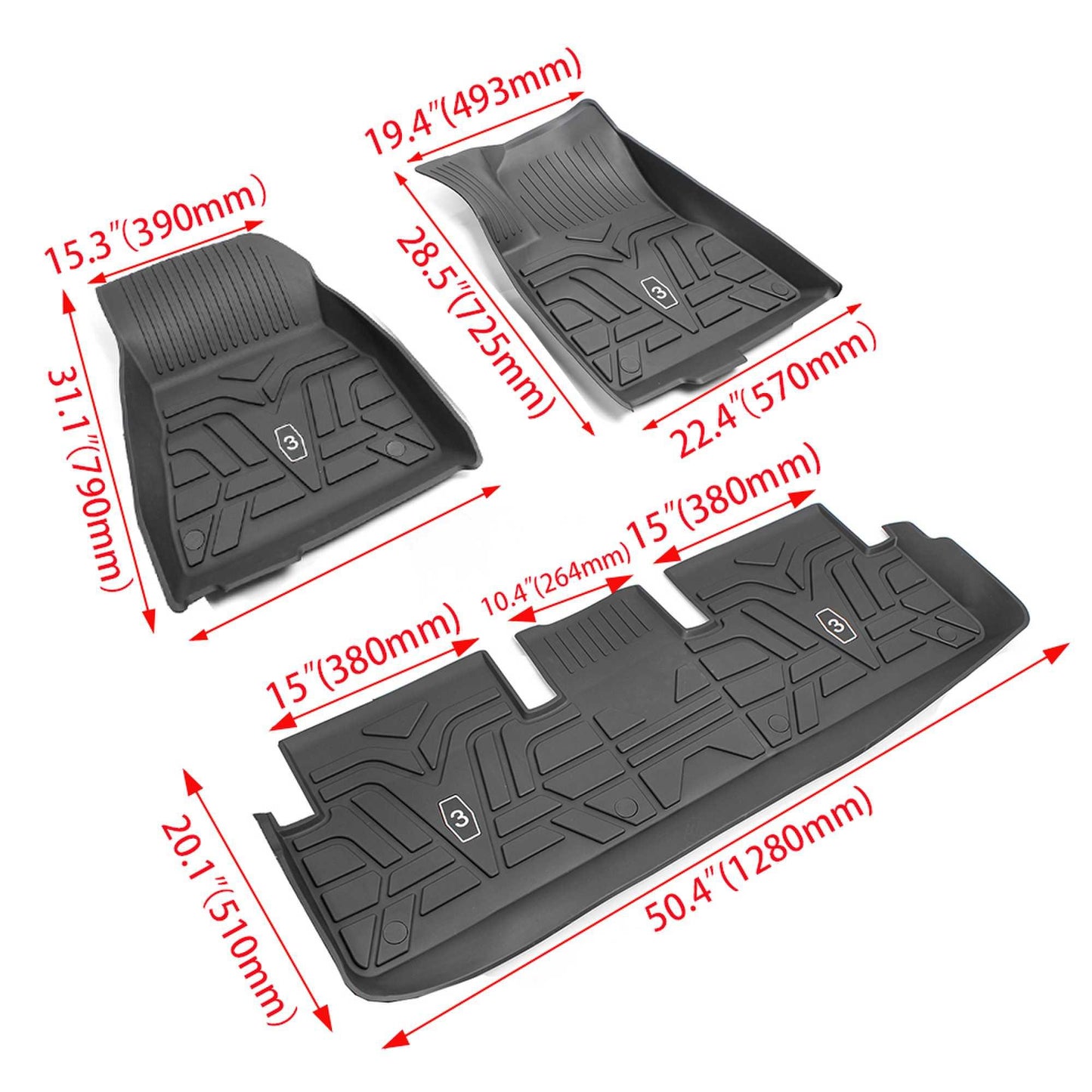 Floor Mats Set Single-Layer Left Rudder Foot Pad for Tesla Model3/Y