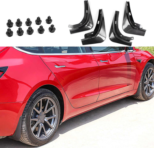 Carbon Fiber Car Mud Flaps Splash Guard Fender Mudguard for Tesla 17-21 Model 3