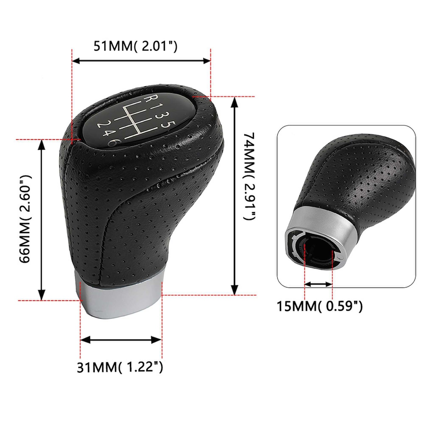 5/6 Speed Shift Knob Leather Gear Stick Shift Knob for BMW 1 3 Series