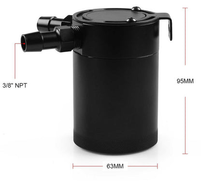 Universal Oil Catch Can 2 Port Baffled Reservoir Tank 3/8" NPT