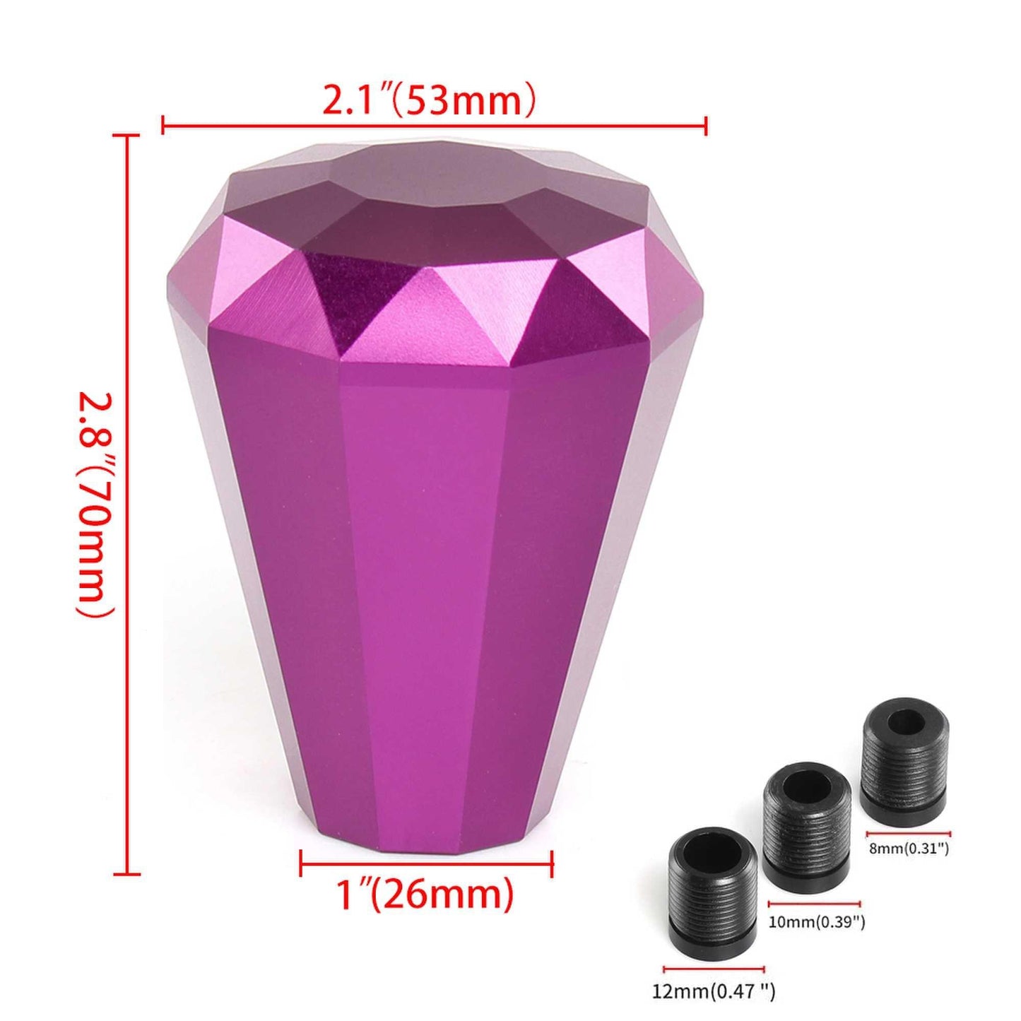 Universal Aluminum Diamond Shape Shift Knob with 3 Adapters
