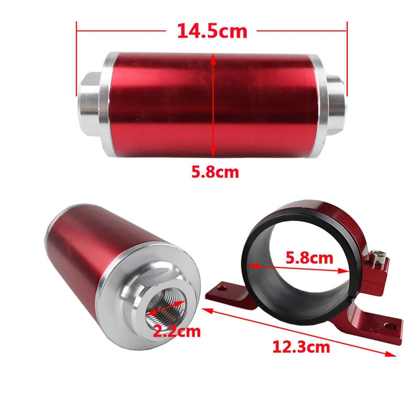 High Flow Fuel Filter 100 Micron Element with Fittings AN6 AN8 AN10 Adaptor+Bracket