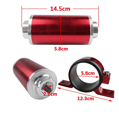 High Flow Fuel Filter 100 Micron Element with Fittings AN6 AN8 AN10 Adaptor+Bracket