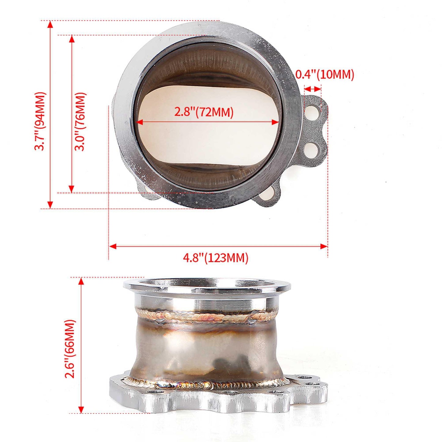 Turbo Adaptor Flange for T25 T28 Gt25 Gt28 8 Bolt 3 inch 76mm V Band Turbo Outlet Downpipe Flange
