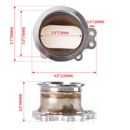 Turbo Adaptor Flange for T25 T28 Gt25 Gt28 8 Bolt 3 inch 76mm V Band Turbo Outlet Downpipe Flange