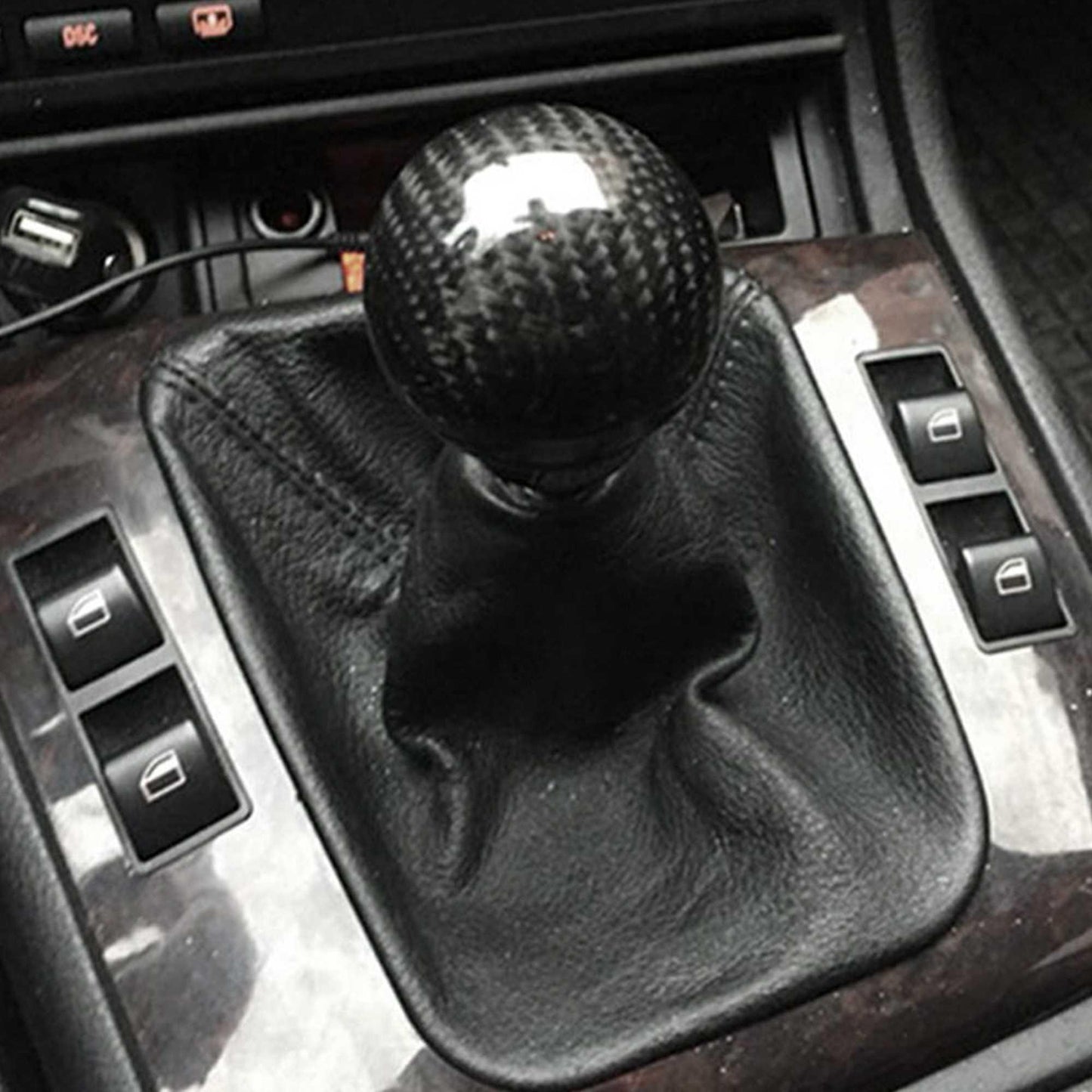 Universal Carbon Fiber Shift Knob Car Manual Shift Lever Handle with 3 Adapters