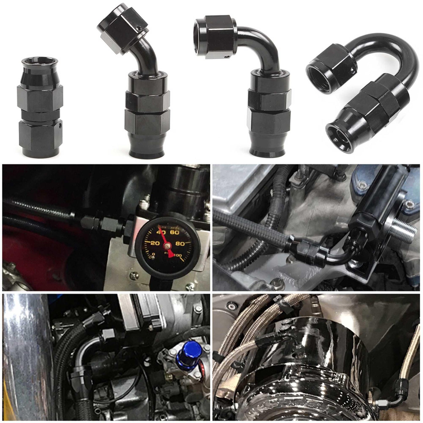 AN6 AN8 AN10 Straight 45 90 180 Degree Oil Fuel Swivel Hose End Fitting Oil Hose End Adaptor Kit