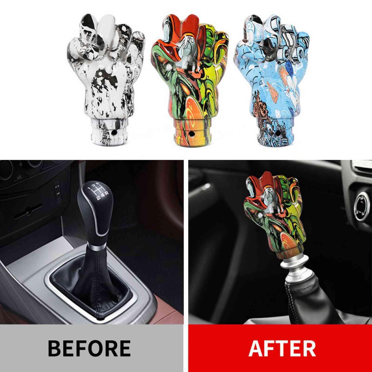 Universal Resin Shift Knob Hand Graffiti Gear Shifter Knob