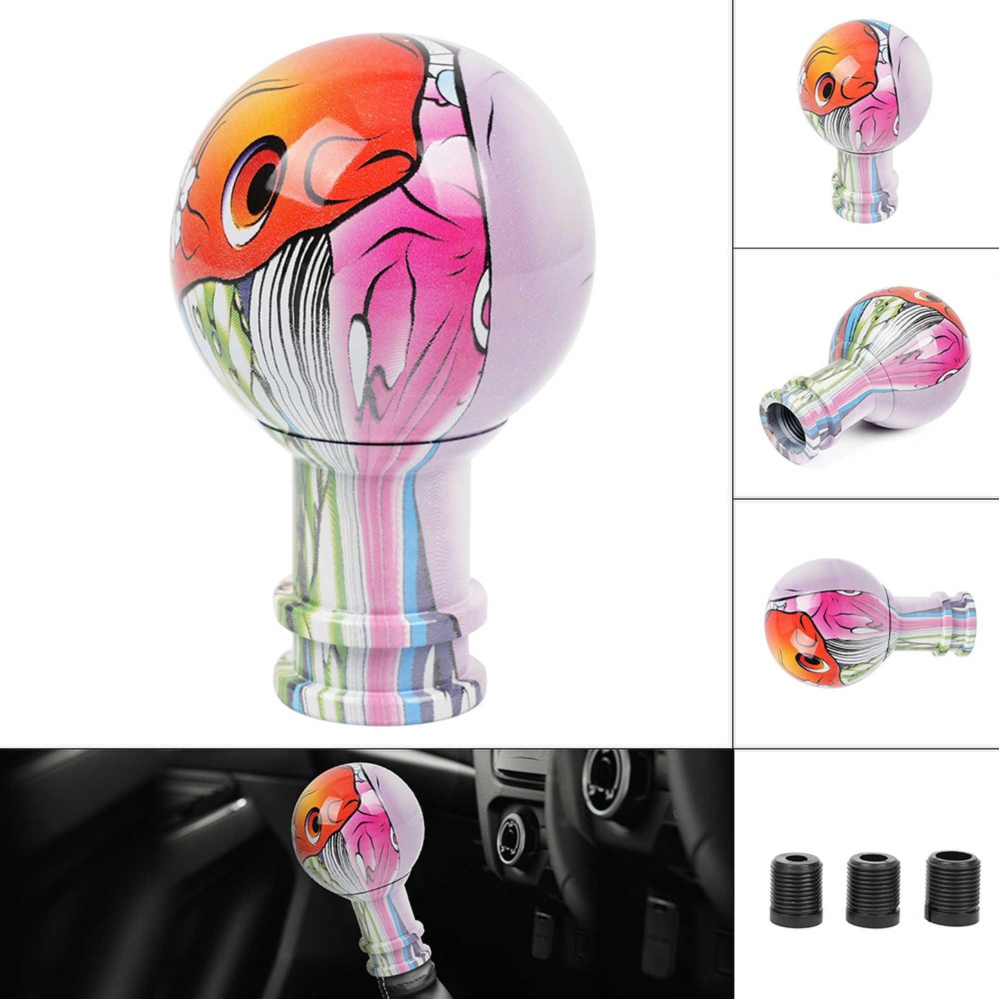 Universal Acrylic Shift Knob Ball Graffiti Gear Stick Shift Knob