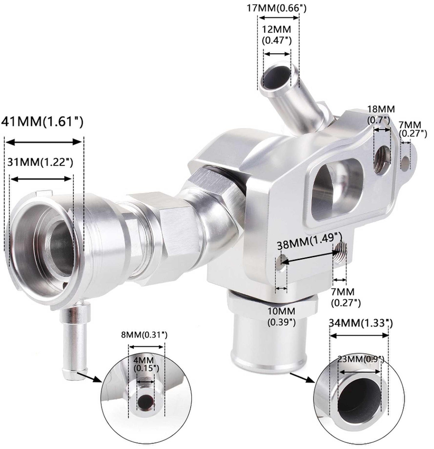 Upper Coolant Housing W/ Filler & 1.25" Hose Fitting for Honda K20A/2/3 K20Z1/K24A1