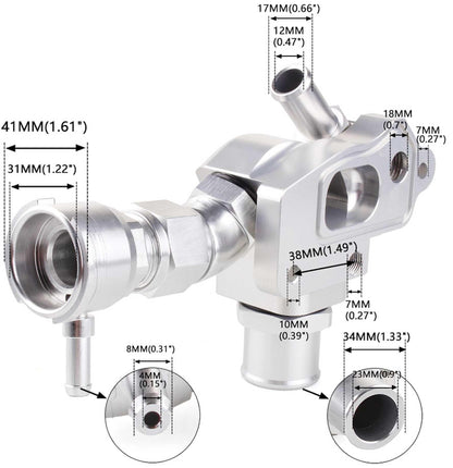 Upper Coolant Housing W/ Filler & 1.25" Hose Fitting for Honda K20A/2/3 K20Z1/K24A1