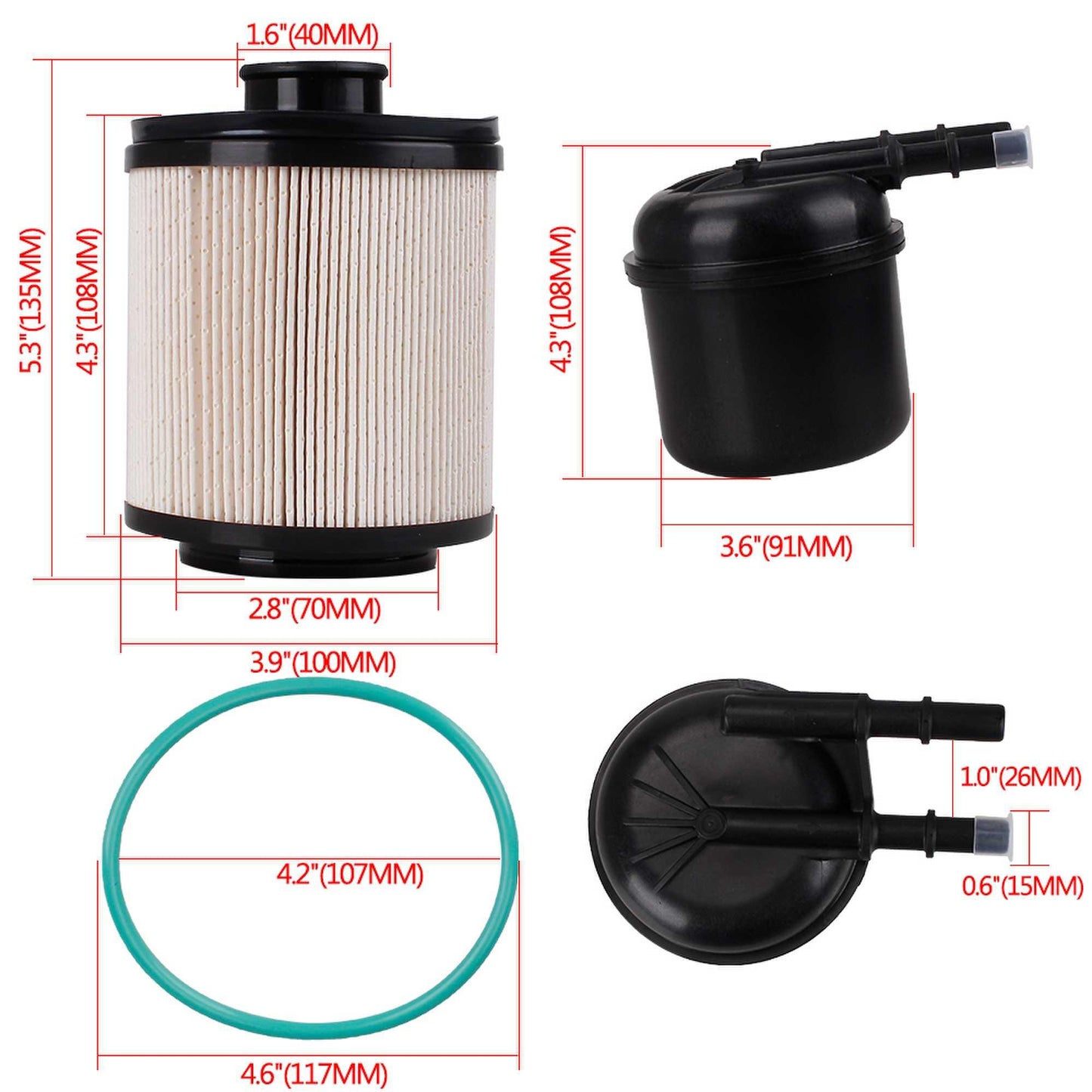 Diesel Fuel Filter for 11-16 Ford 6.7L F250 F350 F450 F550 FD-4615 5 Micron