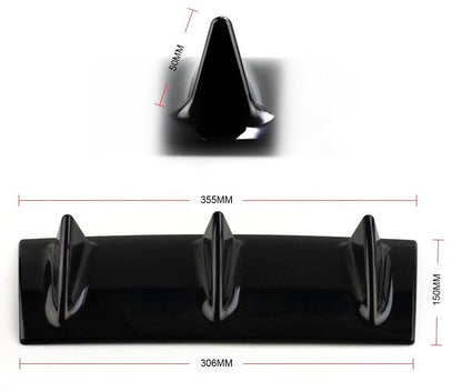 Universal 14 inch ABS Rear Bumper Lip Chassis Diffuser Spoiler Shark 3 Fin Style Rear Chassis Protection Spoiler