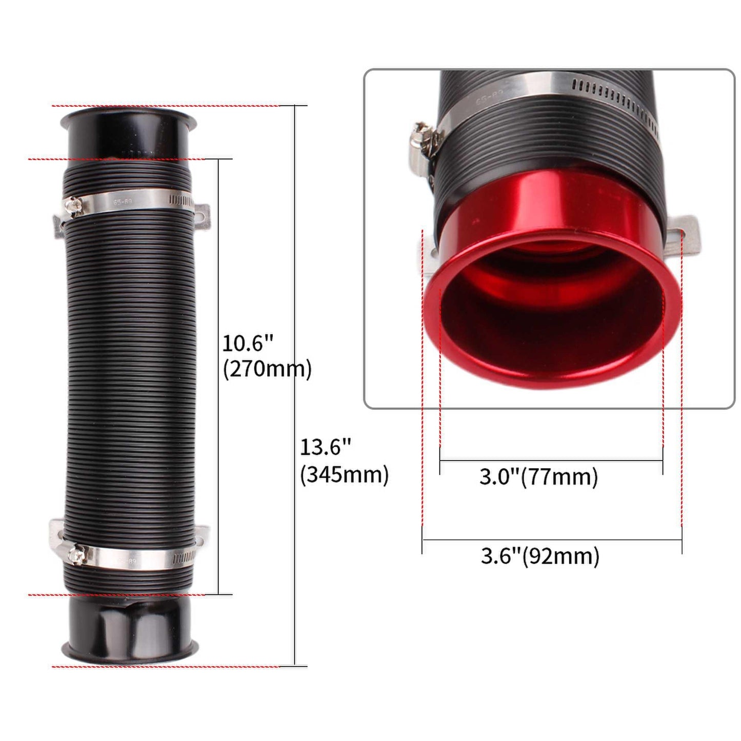 Universal 76mm Car Cold Air Turbo Intake Inlet Pipe Adjustable Flexible Duct Tube Hose Cold Feed Duct Pipe
