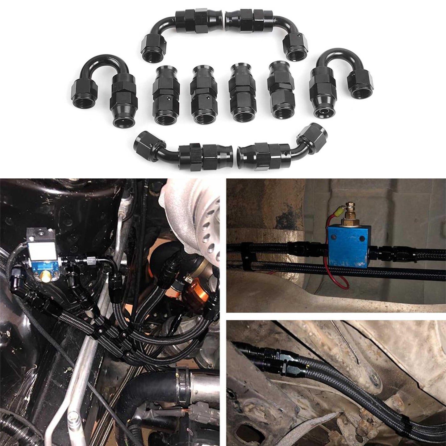 AN6 AN8 AN10 Straight 45 90 180 Degree Oil Fuel Swivel Hose End Fitting Oil Hose End Adaptor Kit