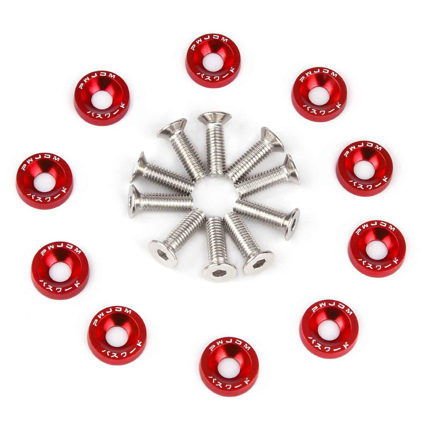JDM Style Aluminum 10Pcs M6 Bolts Car Engine Bumper Fender Washers License Plate Screws
