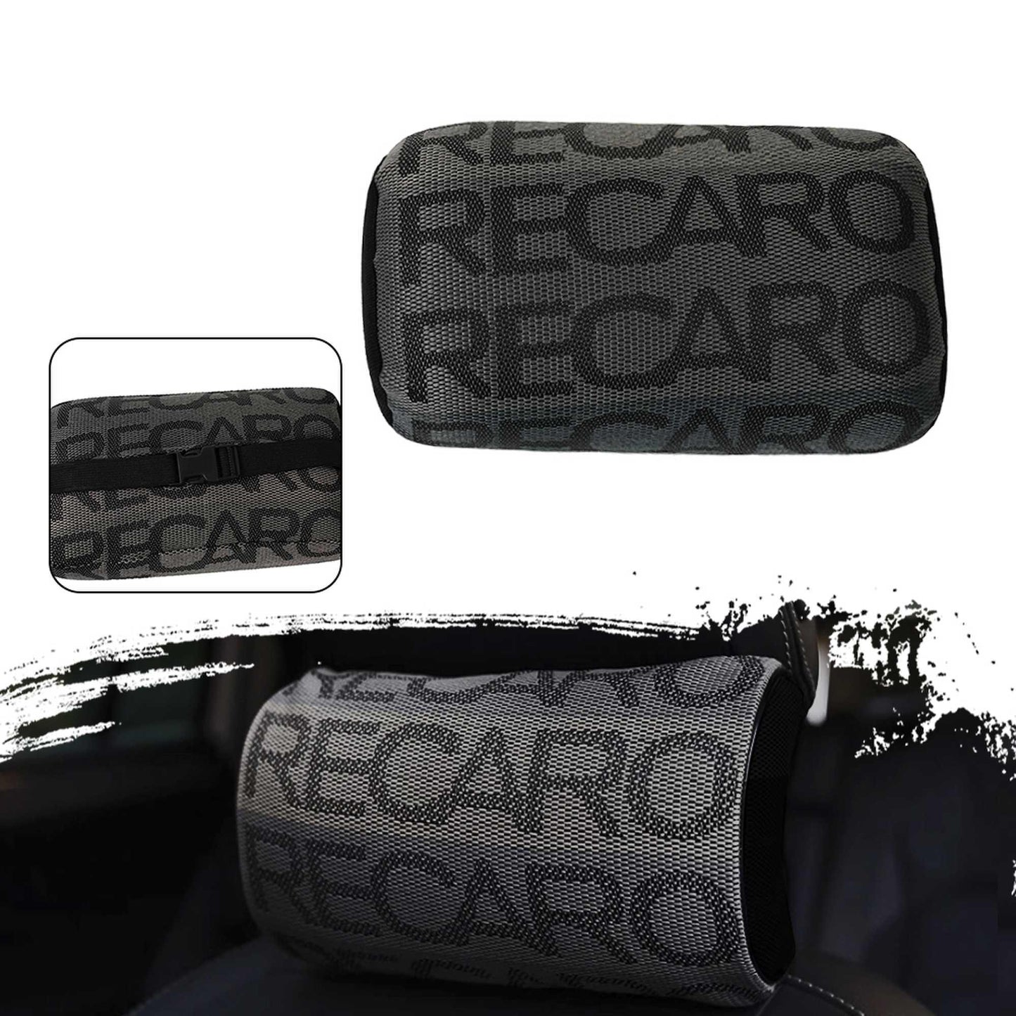 Universal 2Pcs Soft Auto Pillow JDM Style RECARO Neck Pillow Fabric Gradation Car Seat Headrest Car Neck Pillows