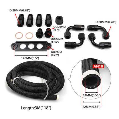 2L Oil Catch Can Breather Tank with 3M AN10 Fuel Hoses and Fitting Battery Tie Down for Honda Civic Integra EK EG DC