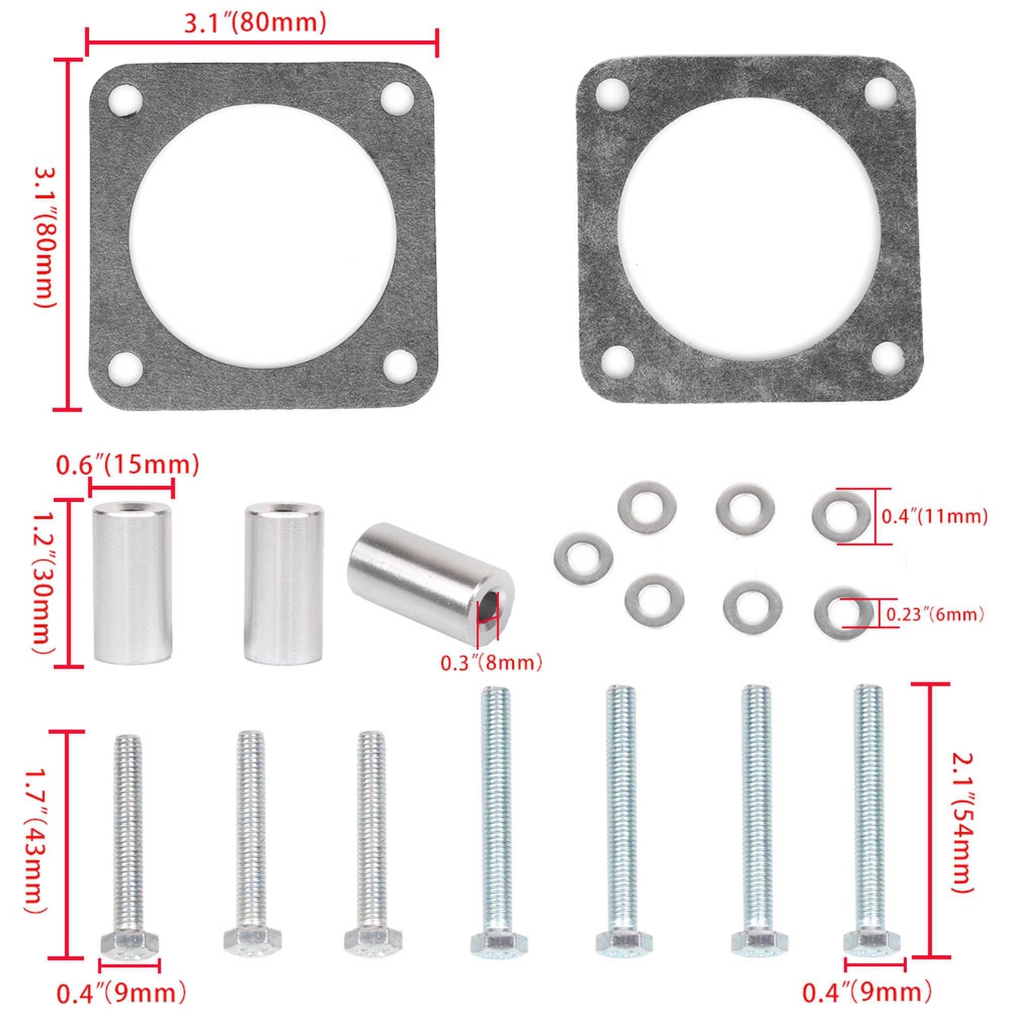 4-Bolt Throttle Body Spacer for 87-06 Jeep Wrangler TJ/YJ/XJ/MJ