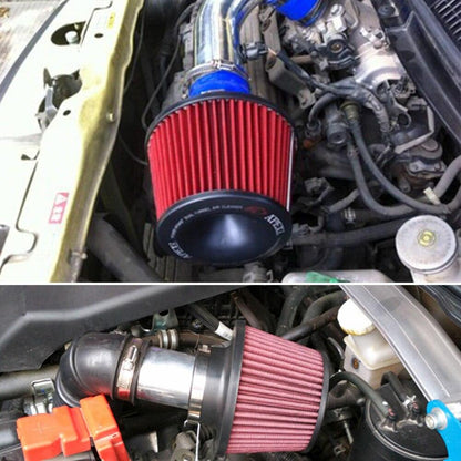 Universal 75mm Cold Air Intake Filter Kit Dual Funnel Air Cleaner Power Intake