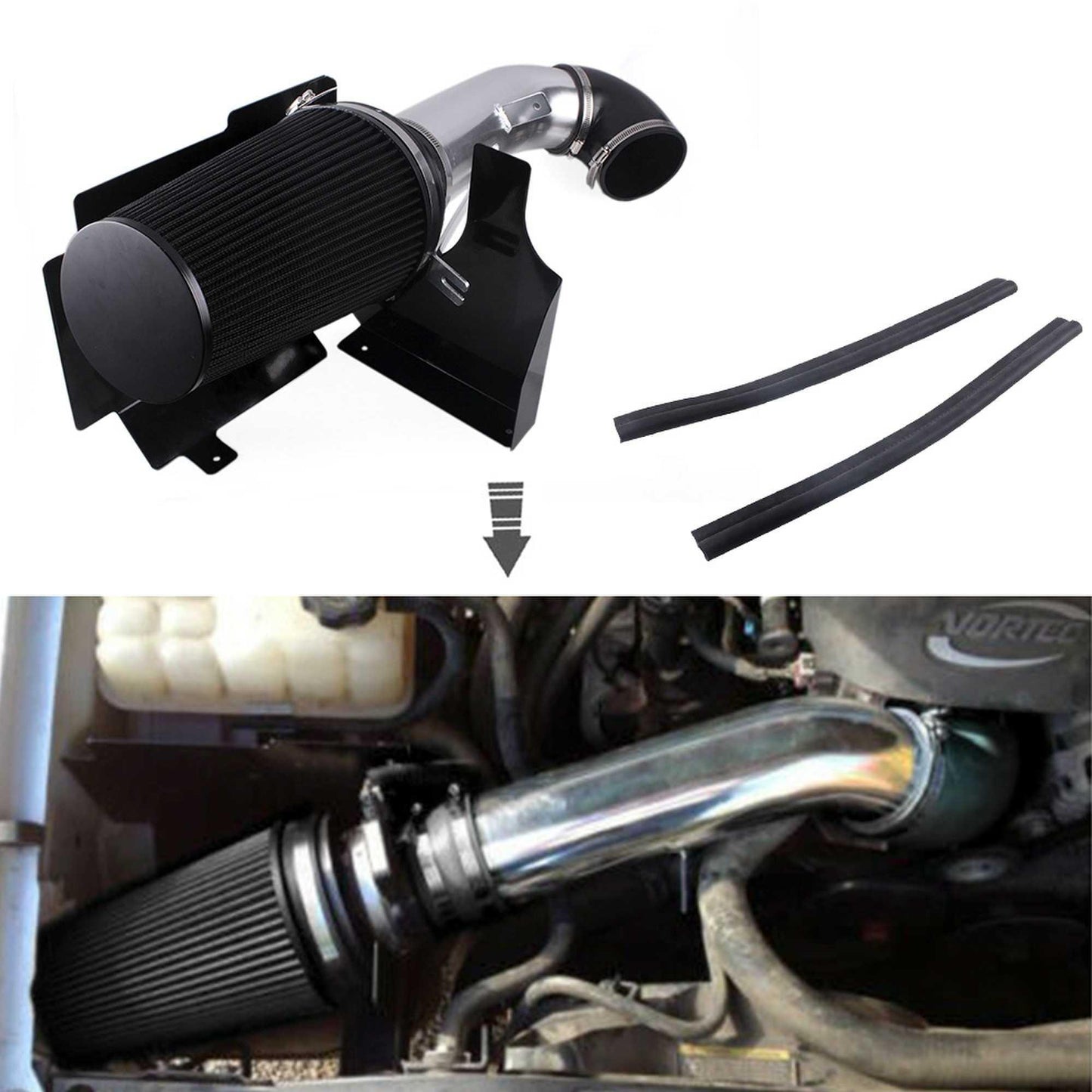 4Inch Cold Air Intake System with Heat Shield For 99-06 Chevrolet/GMC V8 4.8L/5.3L/6.0L Silverado 1500/2500/3500