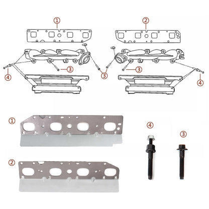 Exhaust Manifold Gasket Bolts Stud Nut Set for Dodge Jeep
