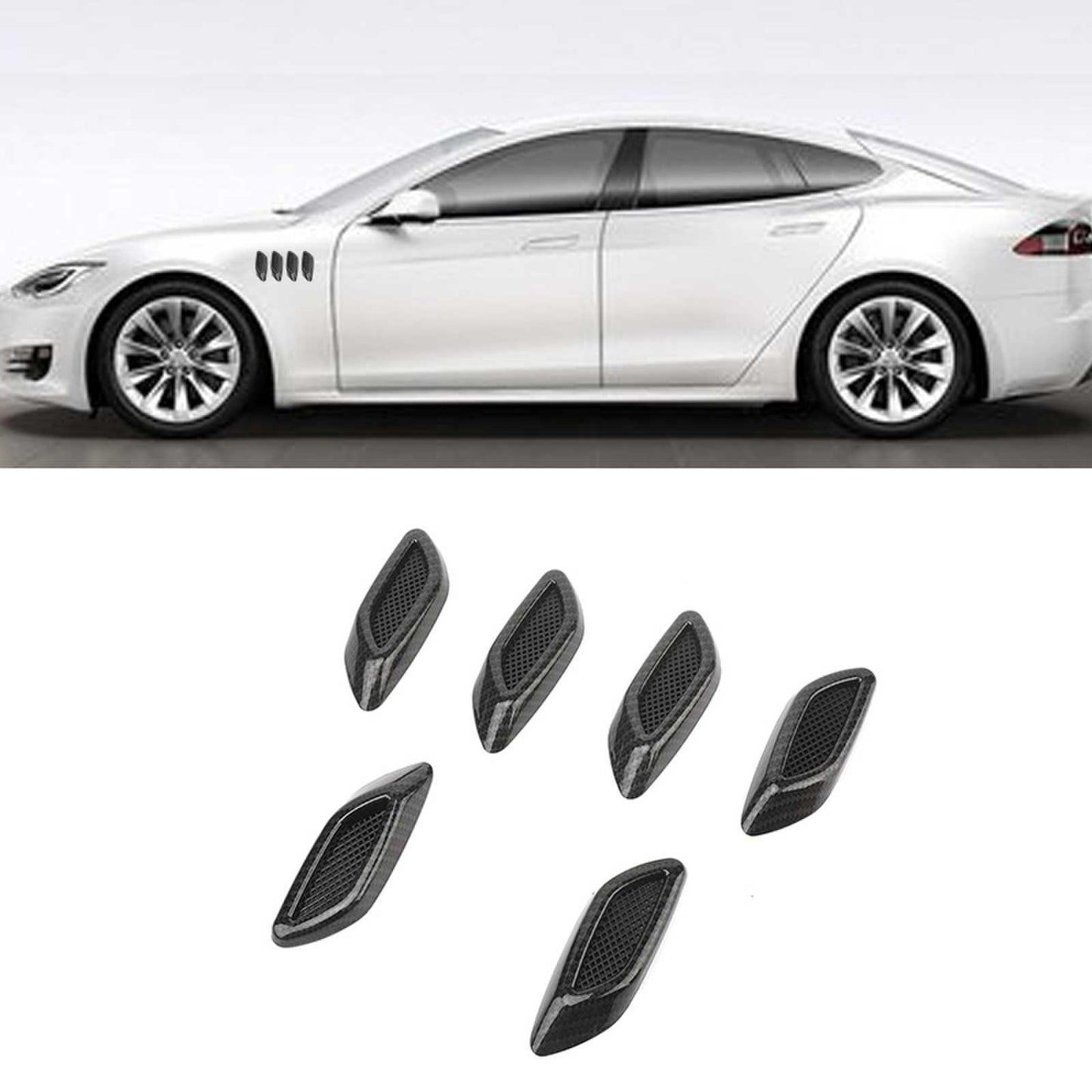 Universal 6Pcs ABS Car Air Flow Vent Side Fender Cover Trim