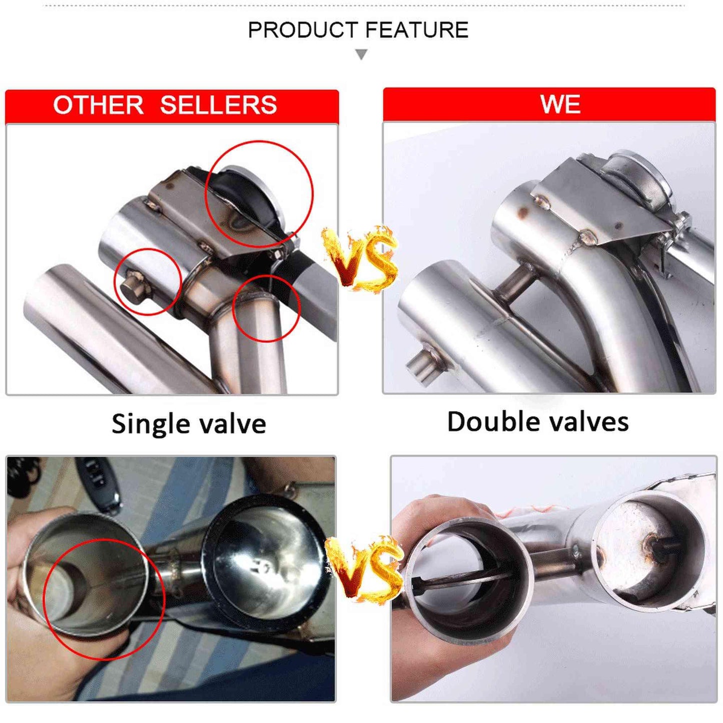 Stainless Steel Headers Y Pipe Double Valves Electric Exhaust CutOut Cut Out Kit Exhaust Pipe