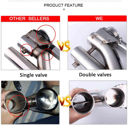 Stainless Steel Headers Y Pipe Double Valves Electric Exhaust CutOut Cut Out Kit Exhaust Pipe