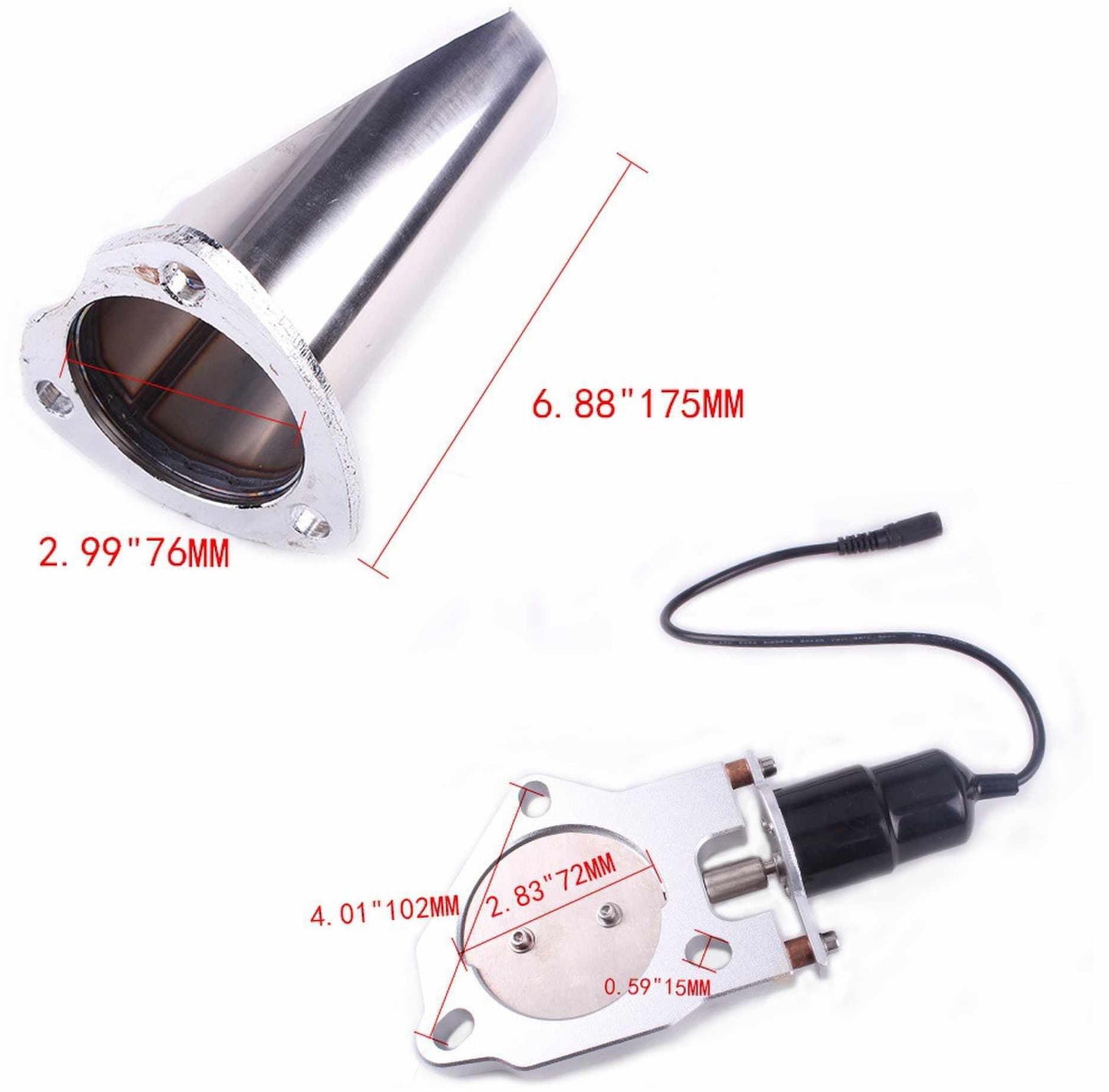 Universal 3 inch Exhaust Pipe Half Set Controller Kit