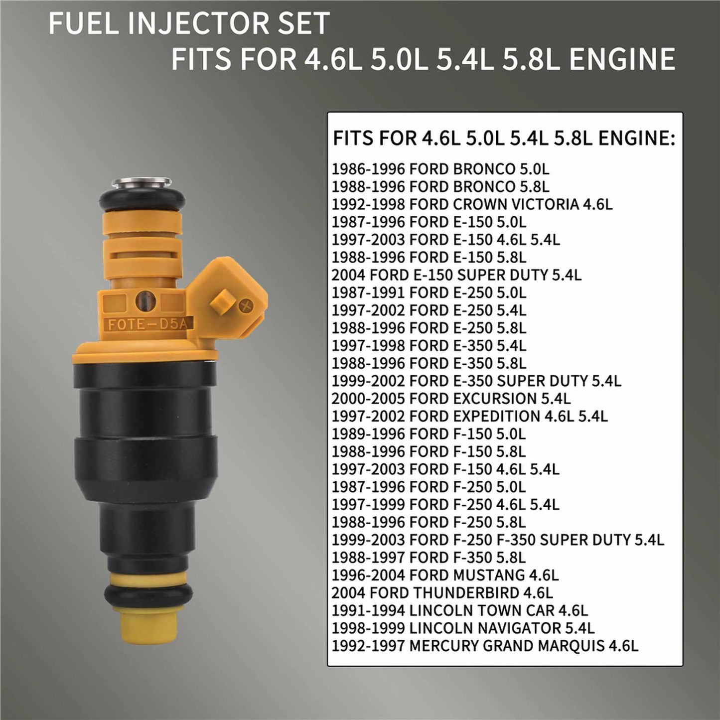 8 Pcs Fuel Injector Fit for Ford Mustang Excursion Expedition Crown Victoria 4.6L 5.0L 5.4L 5.8L