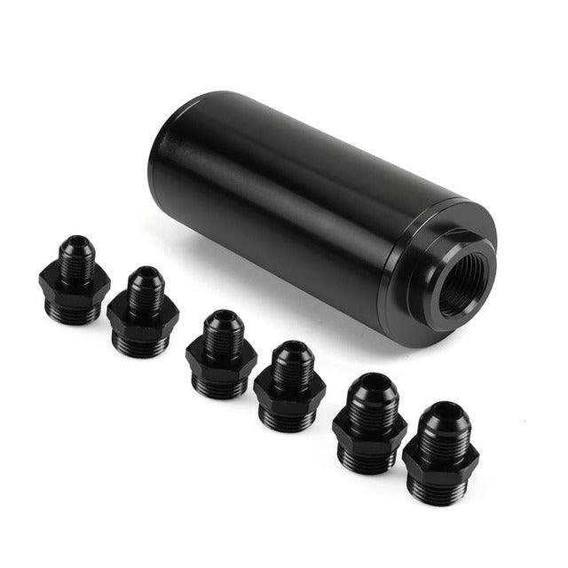 Inline Fuel Filter 60 Micron with 6AN 8AN 10AN Adapter Universal 44MM