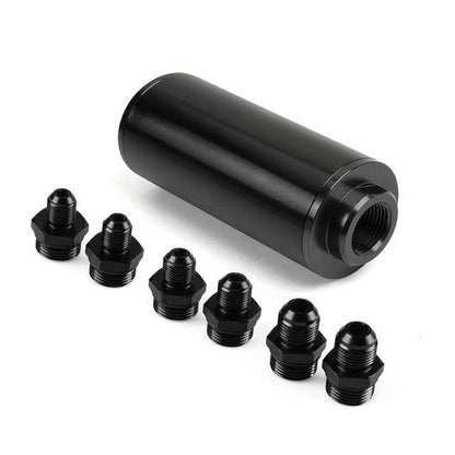 Inline Fuel Filter 60 Micron with 6AN 8AN 10AN Adapter Universal 44MM