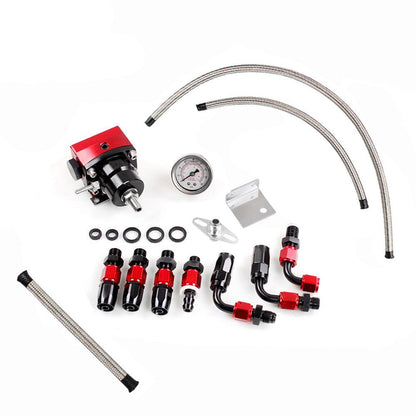 Universal 30-70psi Adjustable Fuel Valve Kit with Pressure Gauge and 6AN ORB Adapter