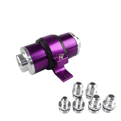High Flow Fuel Filter 100 Micron Element with Fittings AN6 AN8 AN10 Adaptor+Bracket