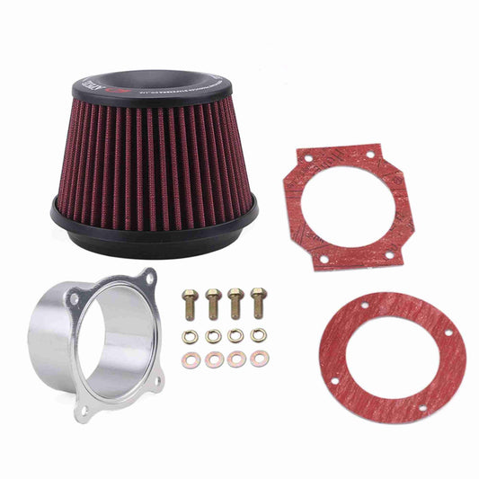 Universal 75mm Cold Air Intake Filter Kit Dual Funnel Air Cleaner Power Intake