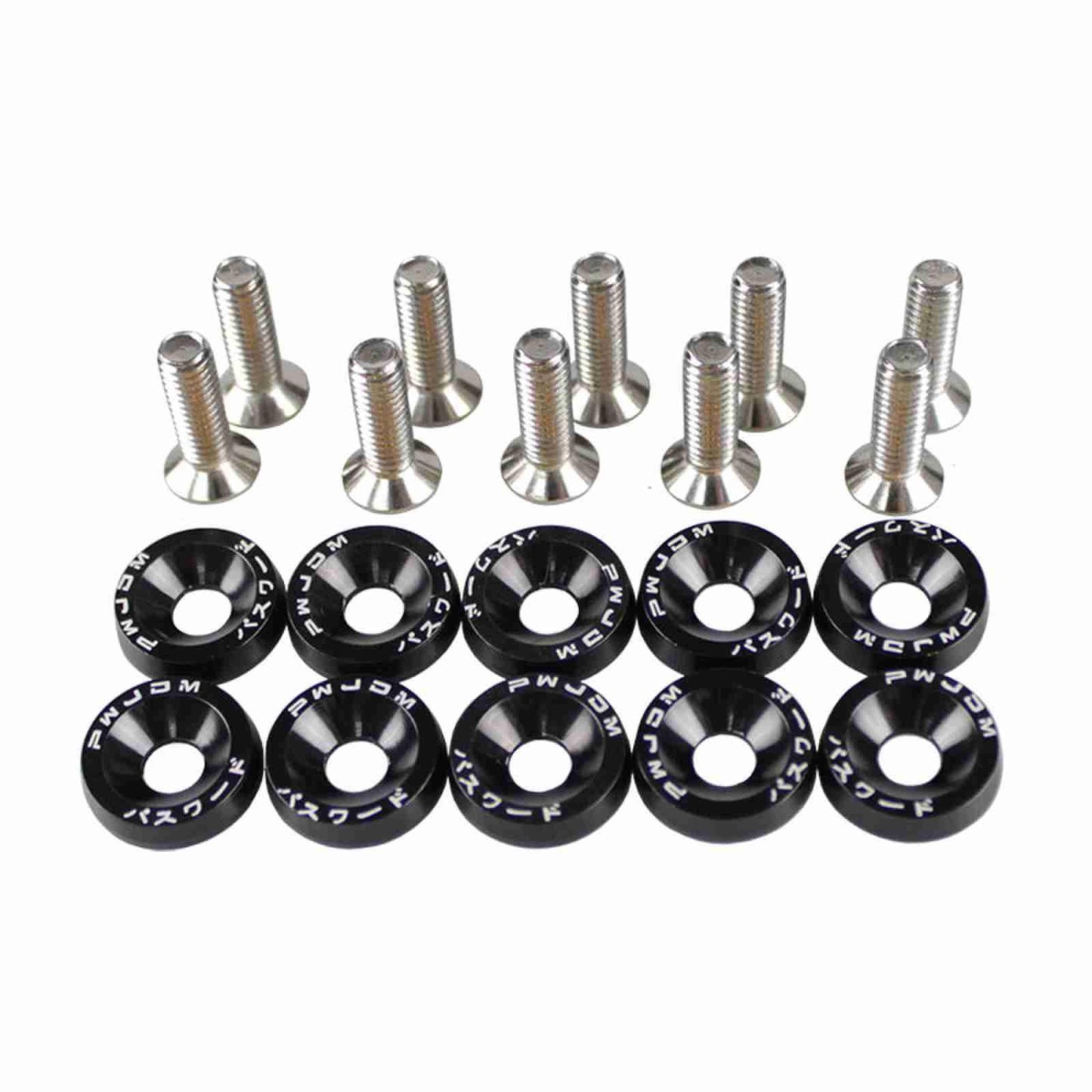 JDM Style Aluminum 10Pcs M6 Bolts Car Engine Bumper Fender Washers License Plate Screws