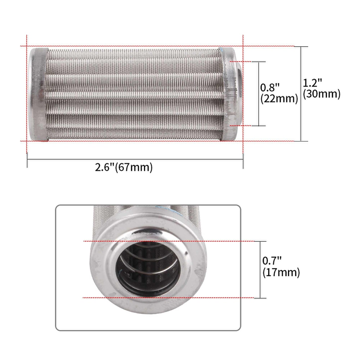 60 Micron Fuel Filter Element Ethanol Fuel Compatible Mesh AN6/AN8/AN10