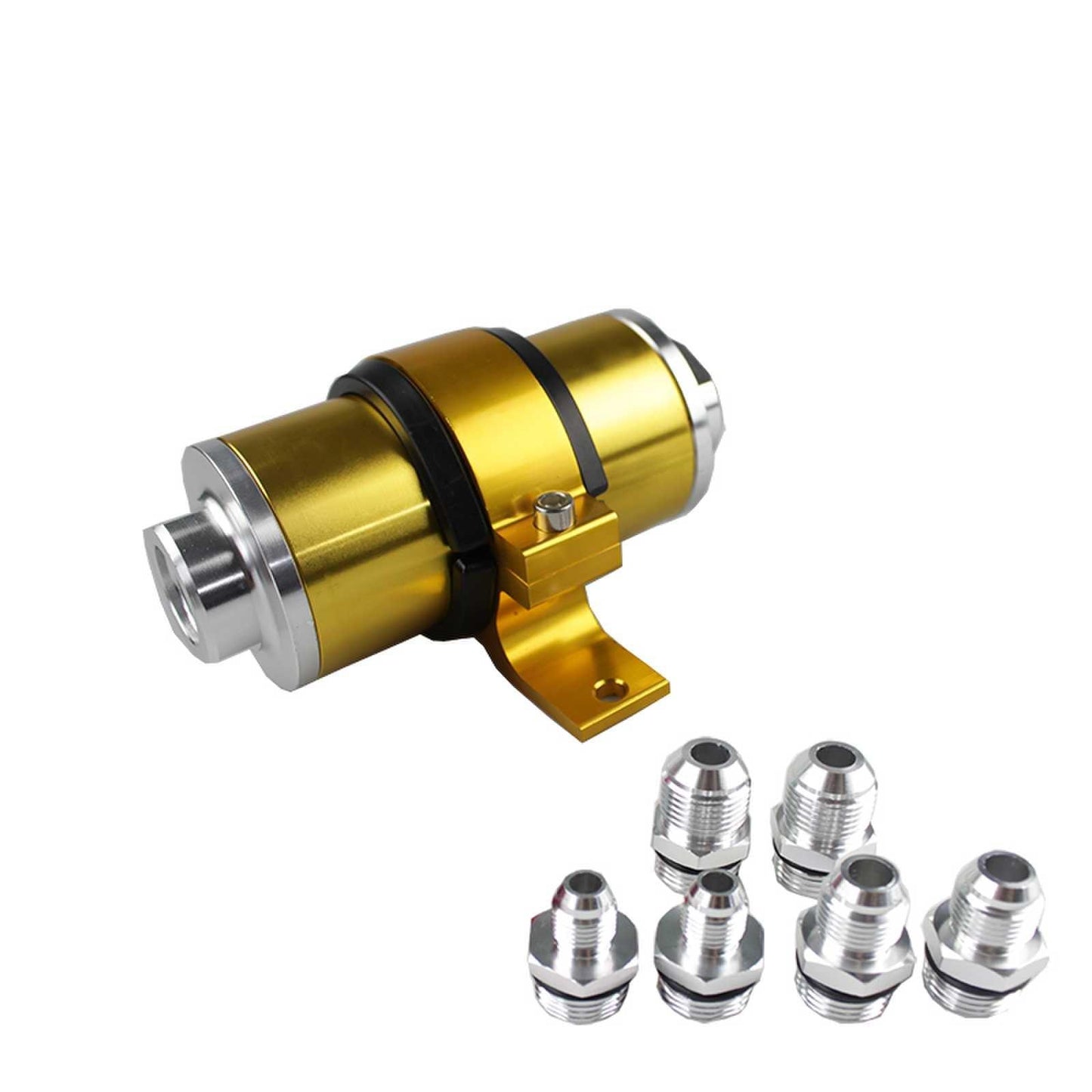High Flow Fuel Filter 100 Micron Element with Fittings AN6 AN8 AN10 Adaptor+Bracket