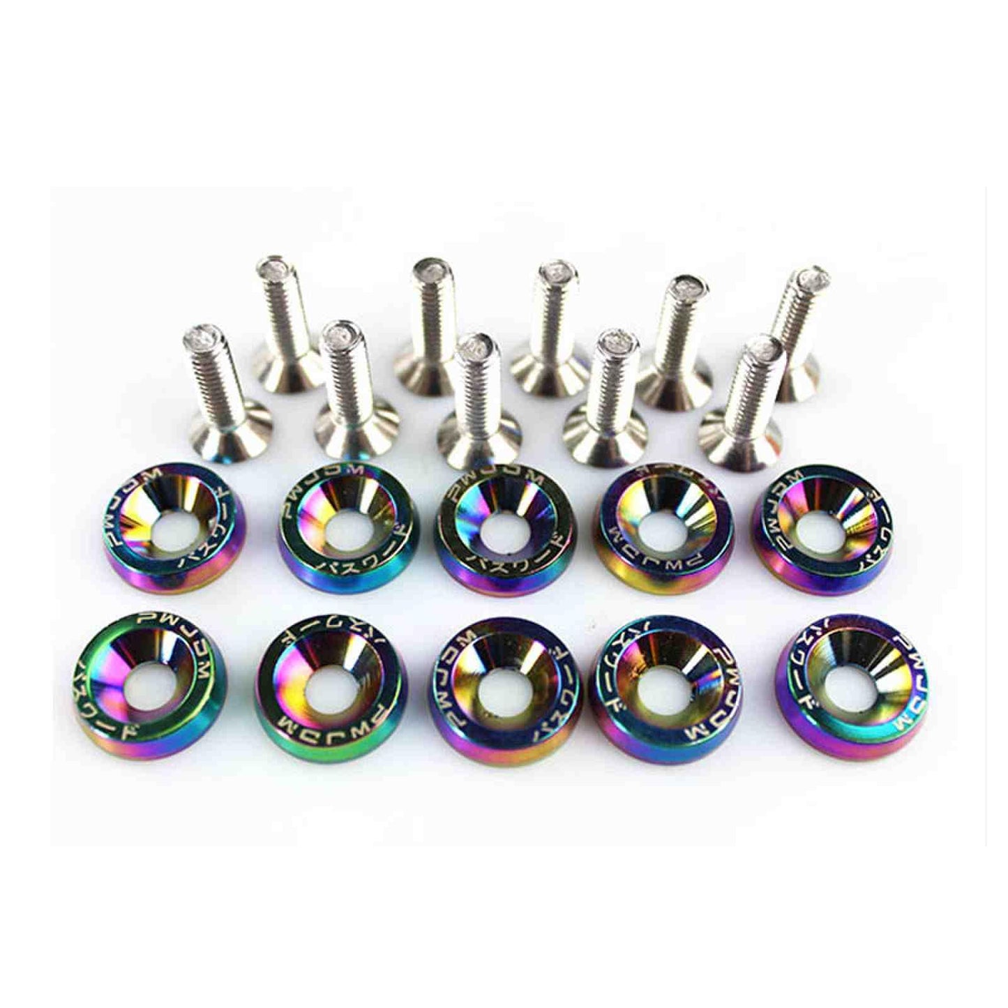 JDM Style Aluminum 10Pcs M6 Bolts Car Engine Bumper Fender Washers License Plate Screws
