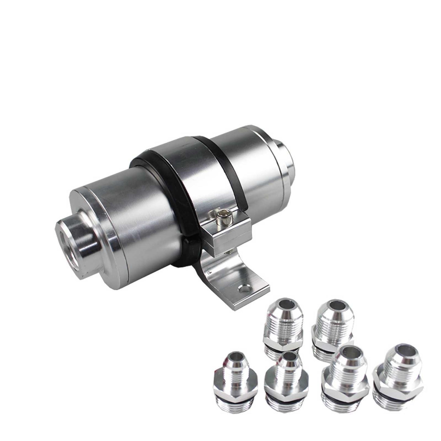 High Flow Fuel Filter 100 Micron Element with Fittings AN6 AN8 AN10 Adaptor+Bracket