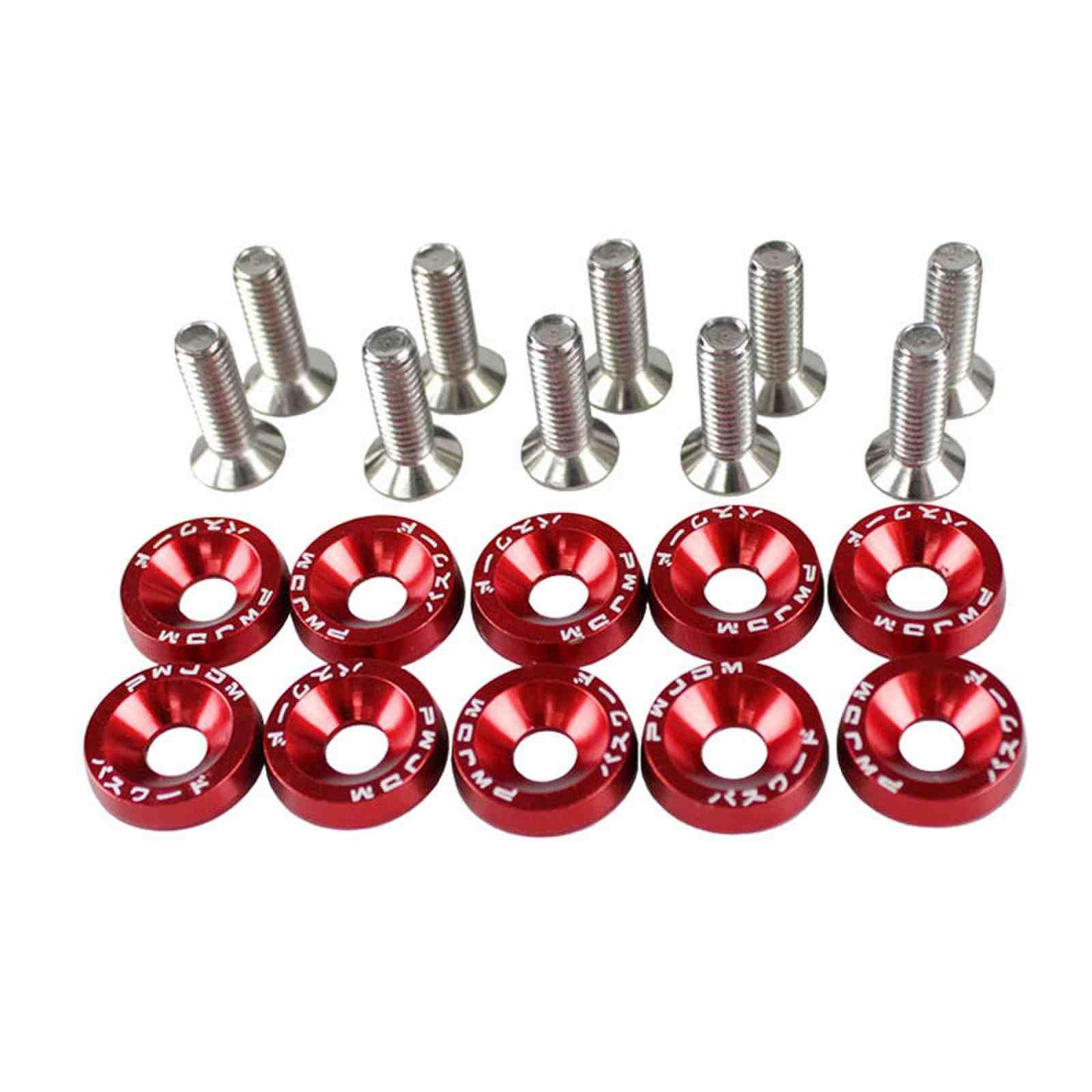 JDM Style Aluminum 10Pcs M6 Bolts Car Engine Bumper Fender Washers License Plate Screws