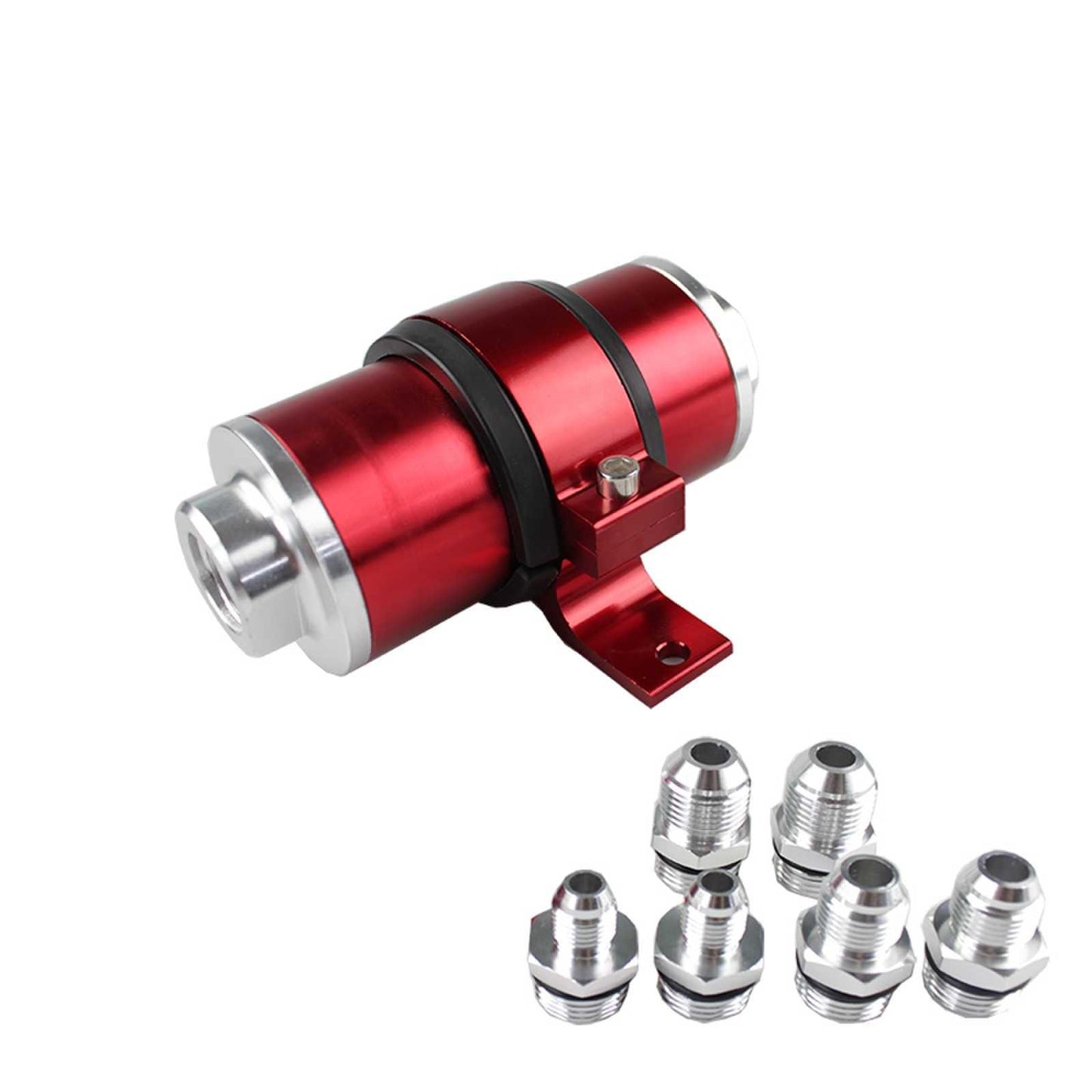 High Flow Fuel Filter 100 Micron Element with Fittings AN6 AN8 AN10 Adaptor+Bracket