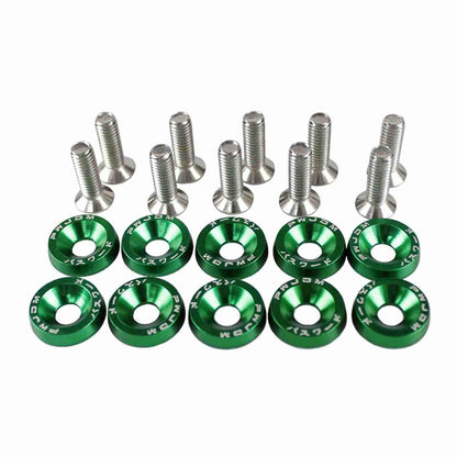 JDM Style Aluminum 10Pcs M6 Bolts Car Engine Bumper Fender Washers License Plate Screws