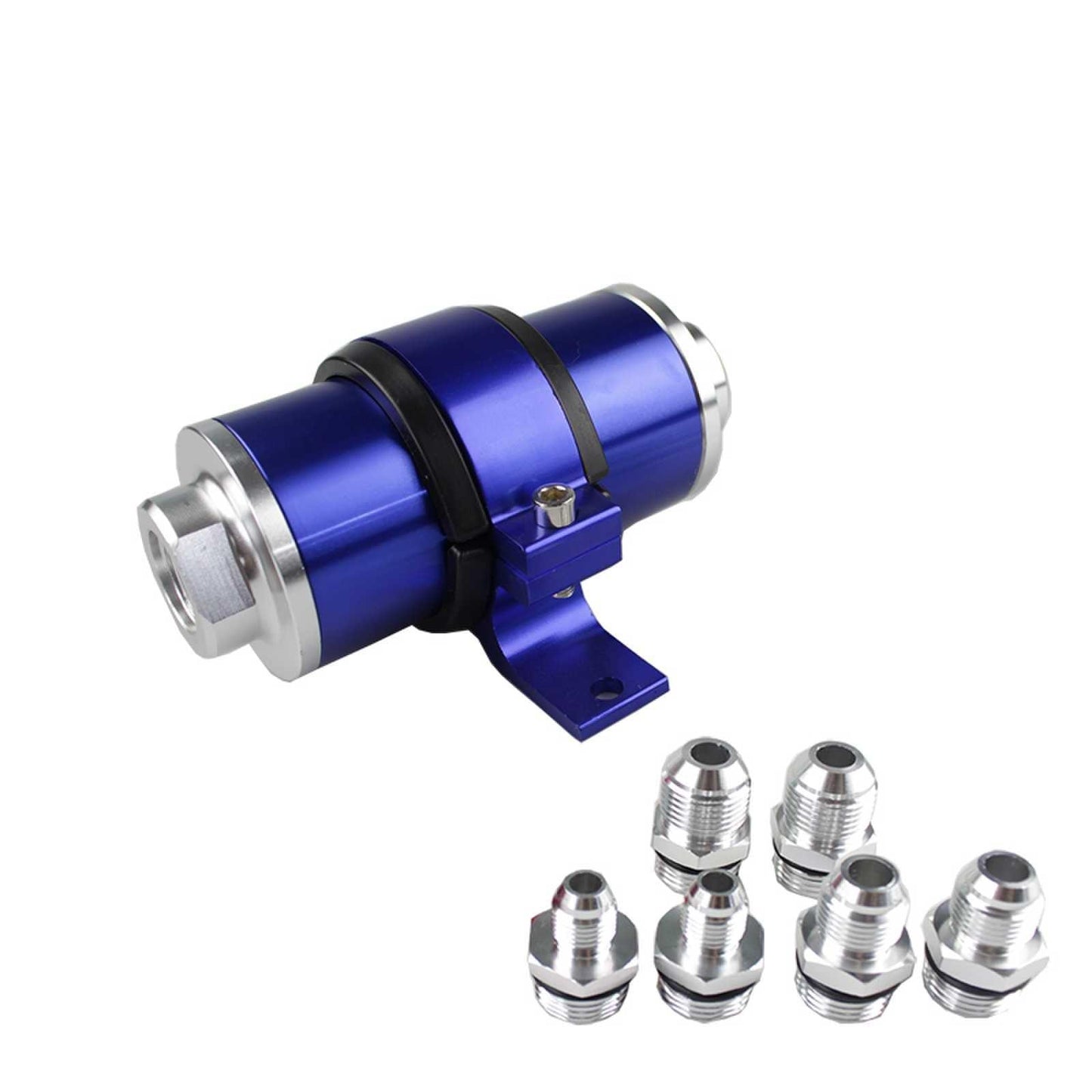 High Flow Fuel Filter 100 Micron Element with Fittings AN6 AN8 AN10 Adaptor+Bracket
